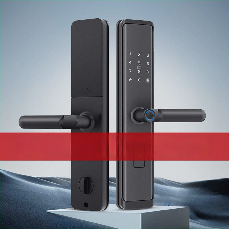 Nutikas ukse lukustuse süsteem sõrmejälje ja parooliga — 40 sõrmejälge salvestust; üle 1 000 000 avamisi; skannimisaeg <0,1 s; valenõustumise määr 0,001%; vale tagasilükkamise määr 1,0%