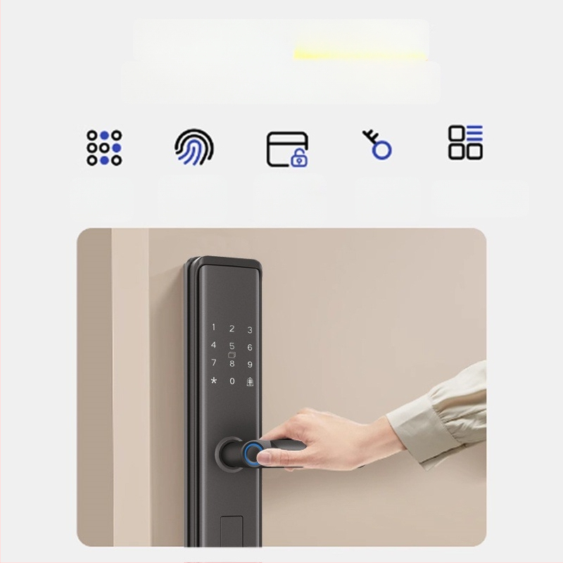 Nutikas ukse lukustuse süsteem sõrmejälje ja parooliga — 40 sõrmejälge salvestust; üle 1 000 000 avamisi; skannimisaeg <0,1 s; valenõustumise määr 0,001%; vale tagasilükkamise määr 1,0%