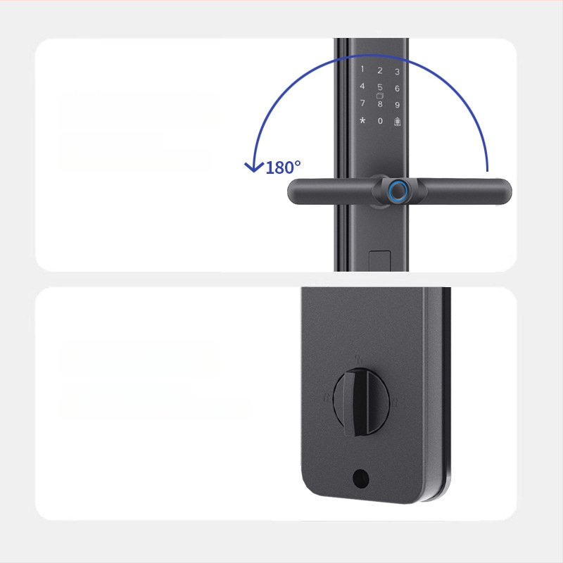 Nutikas ukse lukustuse süsteem sõrmejälje ja parooliga — 40 sõrmejälge salvestust; üle 1 000 000 avamisi; skannimisaeg <0,1 s; valenõustumise määr 0,001%; vale tagasilükkamise määr 1,0%