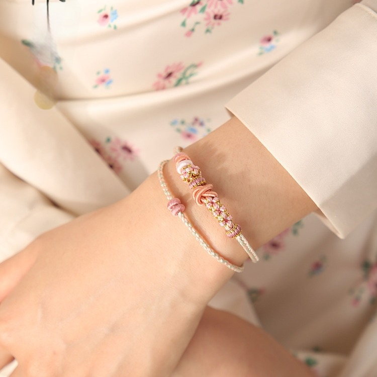 Divslāņu auklas rokassprādze, adīta ar rokām, pusfabrikāts, saderīga ar zelta DIY piederumiem, etniskā stila, unisex, individuāli iepakota, pavasaris 2024