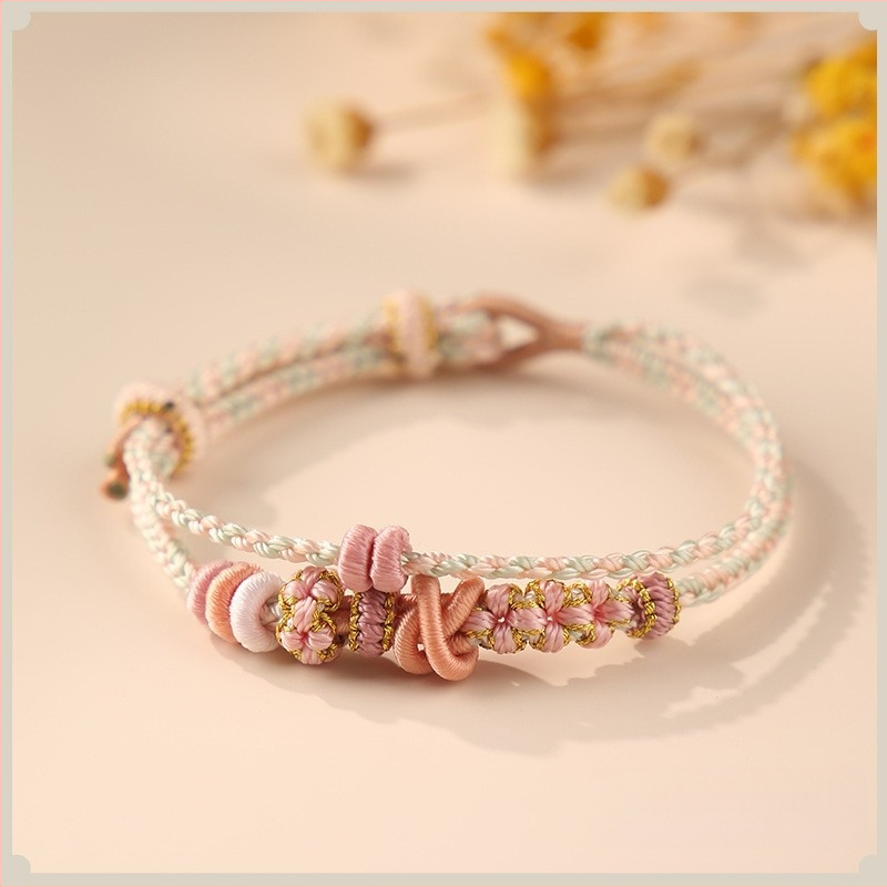 Divslāņu auklas rokassprādze, adīta ar rokām, pusfabrikāts, saderīga ar zelta DIY piederumiem, etniskā stila, unisex, individuāli iepakota, pavasaris 2024