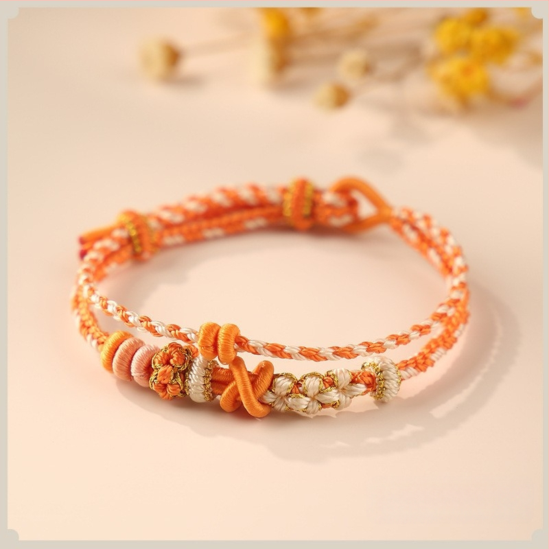 Divslāņu auklas rokassprādze, adīta ar rokām, pusfabrikāts, saderīga ar zelta DIY piederumiem, etniskā stila, unisex, individuāli iepakota, pavasaris 2024