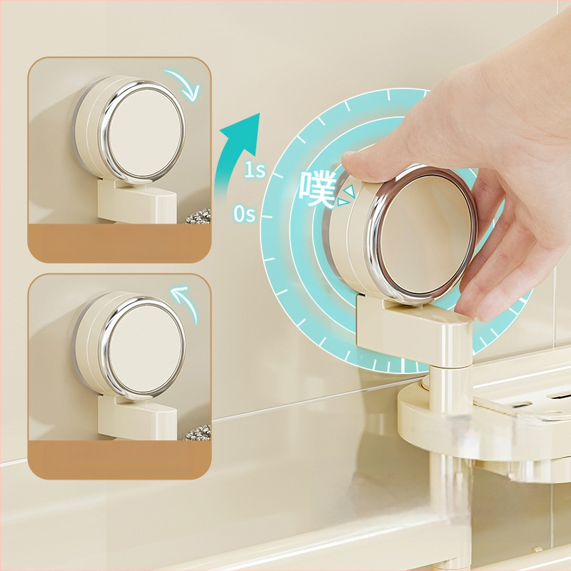 Virtuvės laikiklis su siurbtuku skysčiams — be gręžimo, pasukami kabliukai, plastikas