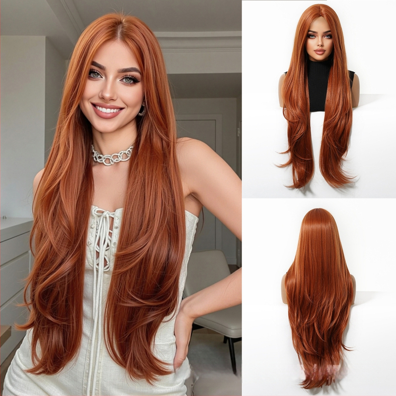 Emmor parūka visai galvai, vidējā daļa, daudzslāņu, viļņota un taisa tekstūra, sintētiskie mati