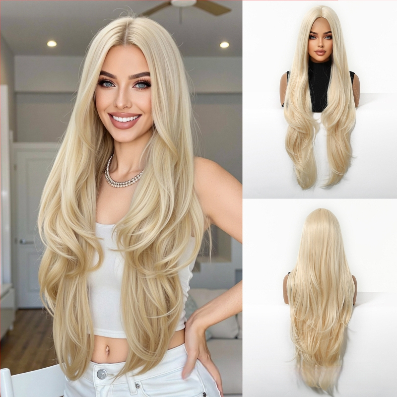 Emmor parūka visai galvai, vidējā daļa, daudzslāņu, viļņota un taisa tekstūra, sintētiskie mati