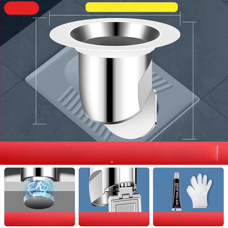 Kvapų blokavimo įrenginys squat tipo tualetui – ABS medžiaga, be vandens bakelio, be vandens barjero, be sifono, modernus paprastas stilius