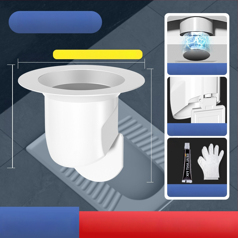 Kvapų blokavimo įrenginys squat tipo tualetui – ABS medžiaga, be vandens bakelio, be vandens barjero, be sifono, modernus paprastas stilius