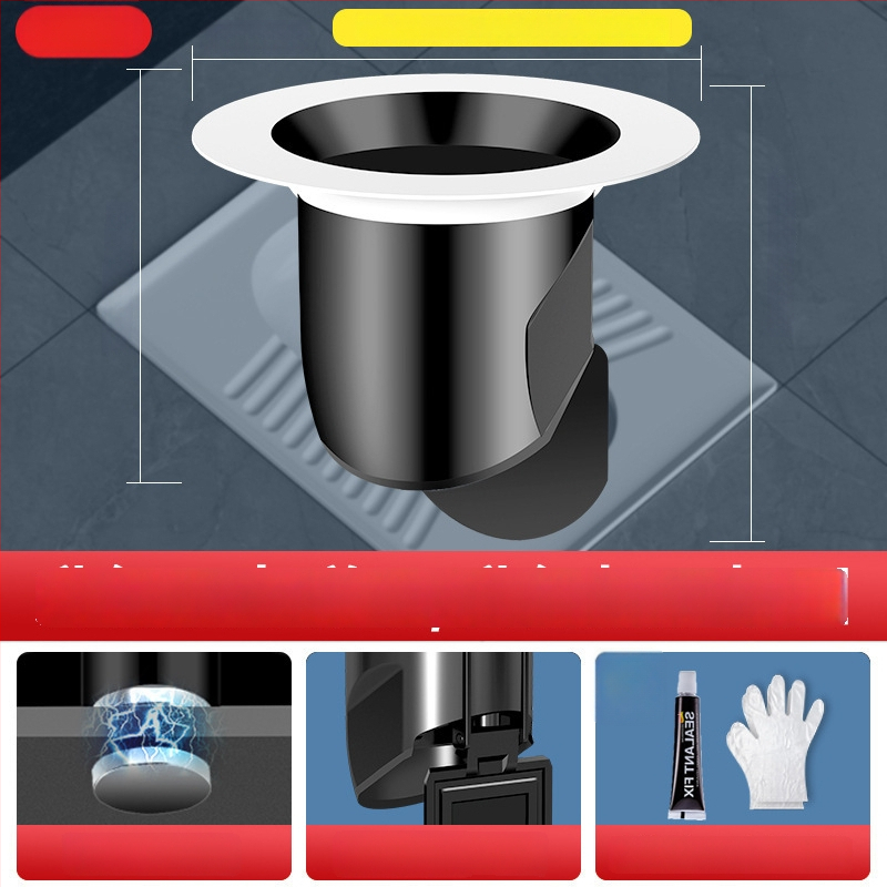 Kvapų blokavimo įrenginys squat tipo tualetui – ABS medžiaga, be vandens bakelio, be vandens barjero, be sifono, modernus paprastas stilius