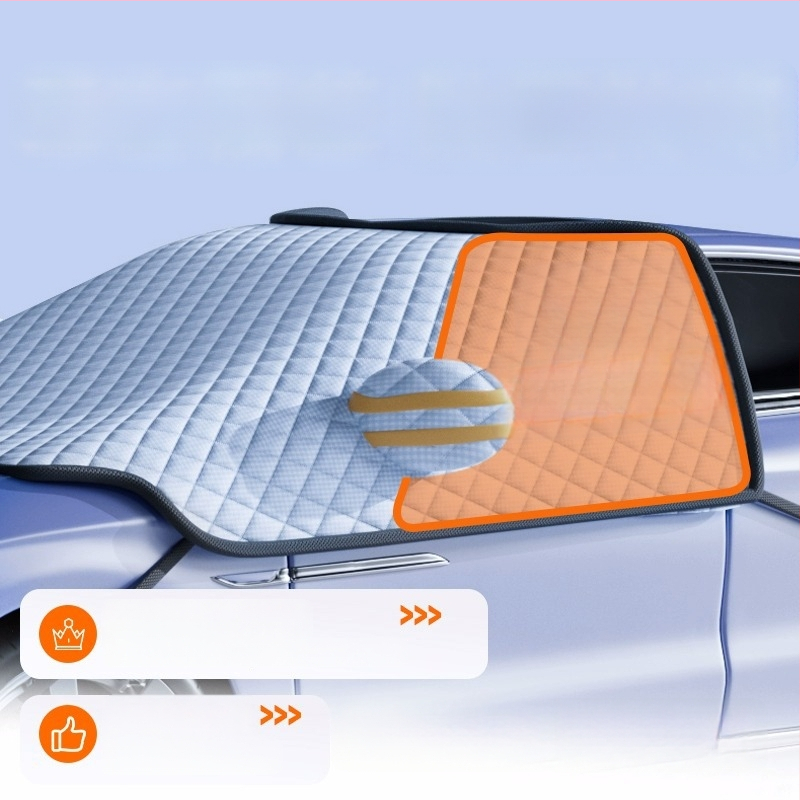 Automobilio sniego skydelis žiemai – storesnė aliuminio plėvelė; tvirtinimas spaudimu; tinka bendriesiems modeliams; priekinė dalis; paprastas stilius