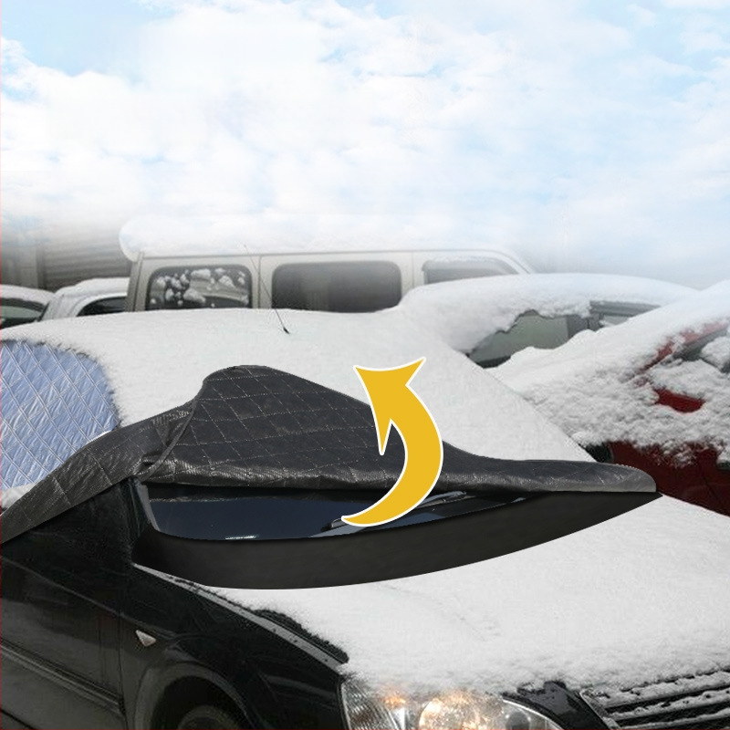 Automobilio sniego skydelis žiemai – storesnė aliuminio plėvelė; tvirtinimas spaudimu; tinka bendriesiems modeliams; priekinė dalis; paprastas stilius