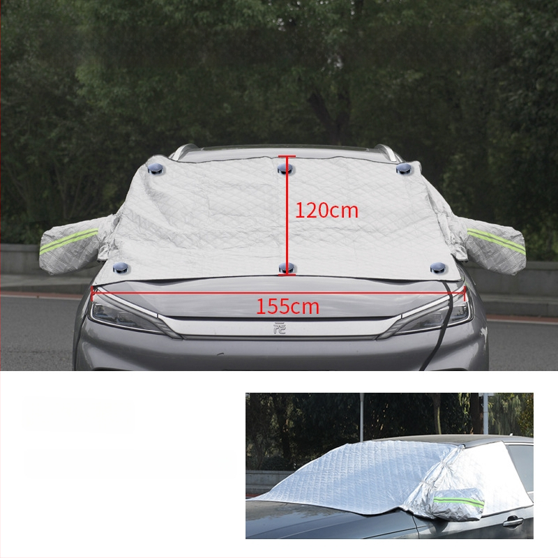 Automobilio sniego skydelis žiemai – storesnė aliuminio plėvelė; tvirtinimas spaudimu; tinka bendriesiems modeliams; priekinė dalis; paprastas stilius