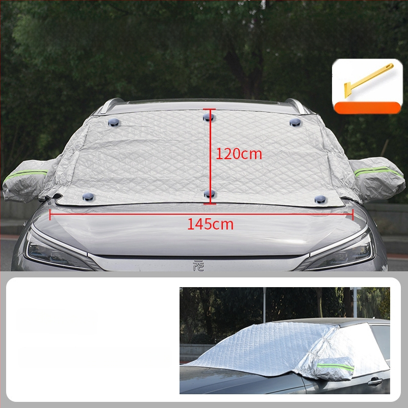 Automobilio sniego skydelis žiemai – storesnė aliuminio plėvelė; tvirtinimas spaudimu; tinka bendriesiems modeliams; priekinė dalis; paprastas stilius