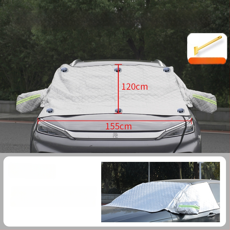 Automobilio sniego skydelis žiemai – storesnė aliuminio plėvelė; tvirtinimas spaudimu; tinka bendriesiems modeliams; priekinė dalis; paprastas stilius