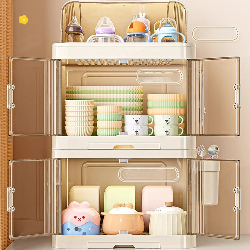 Kūdikių maisto laikymo spintelė, dulkių nepralaidi butelių dėžutė, virtuvės indų drenažo laikiklis — Plastikas, be montavimo, Prekės ženklas Xingyou, Kodas 5193