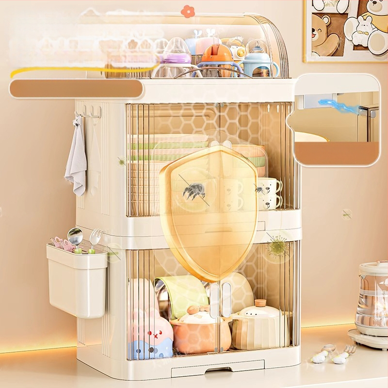 Kūdikių maisto laikymo spintelė, dulkių nepralaidi butelių dėžutė, virtuvės indų drenažo laikiklis — Plastikas, be montavimo, Prekės ženklas Xingyou, Kodas 5193
