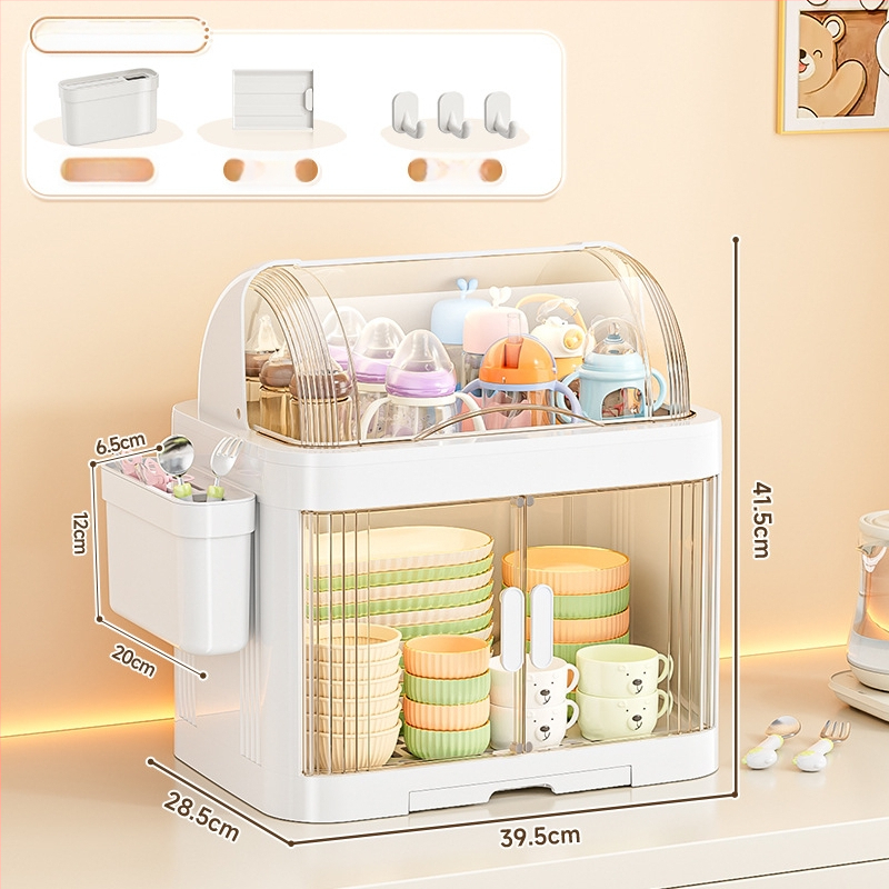Kūdikių maisto laikymo spintelė, dulkių nepralaidi butelių dėžutė, virtuvės indų drenažo laikiklis — Plastikas, be montavimo, Prekės ženklas Xingyou, Kodas 5193