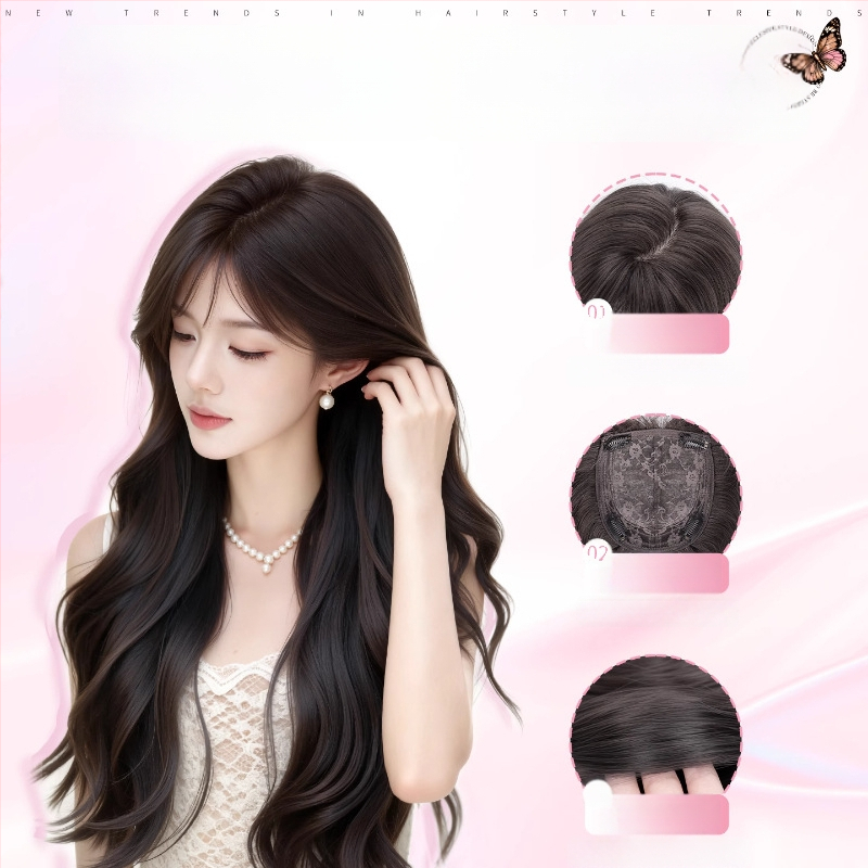 Plaukų plėtiniai moterims, voluminė viršutinė dalis, karščiui atspari viela, mechaninis apdorojimas, negalima dažyti ar garbanoti