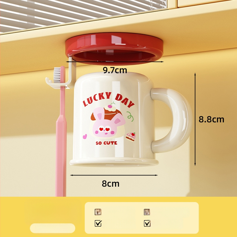 Stojan na kefky a pohár na úst, na stenu, bez vŕtania, magnetické uchytenie, model C4274, ABS plast, možnosť prispôsobenia, tlač loga