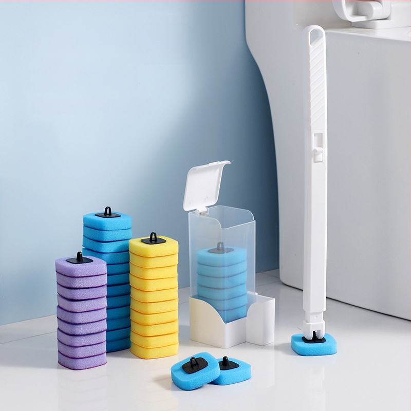 Jednorazová nástenná kefa na toaletu so setom náhradných hláv, plastová