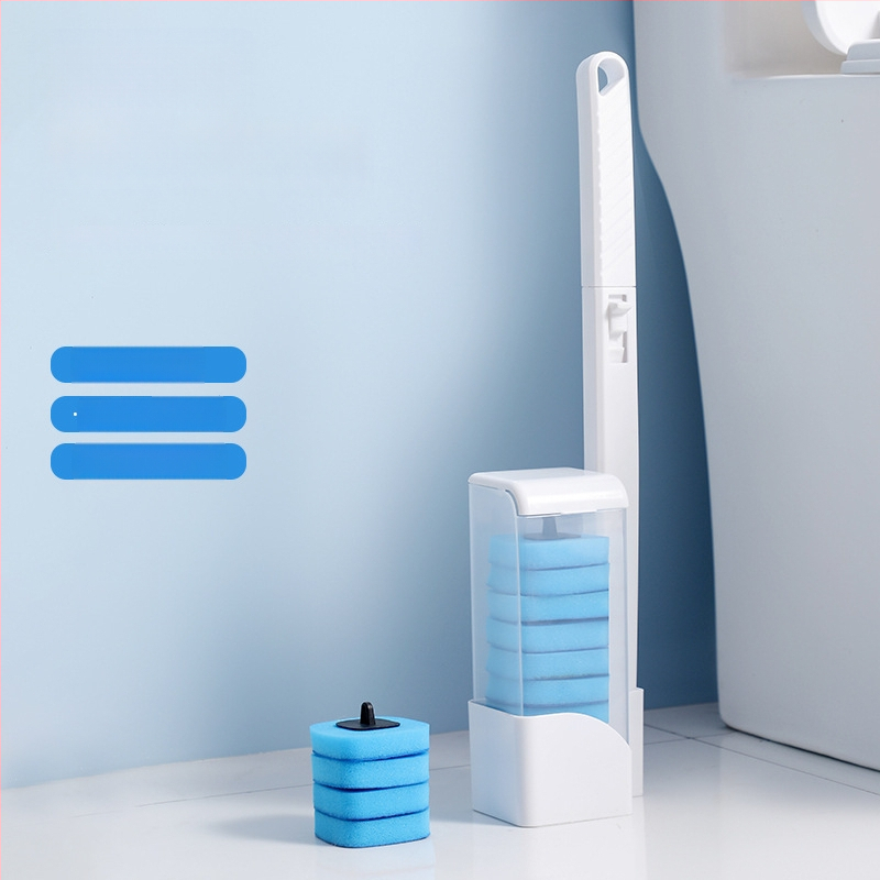 Jednorazová nástenná kefa na toaletu so setom náhradných hláv, plastová