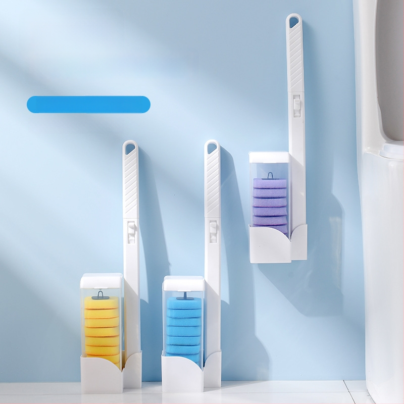 Jednorazová nástenná kefa na toaletu so setom náhradných hláv, plastová