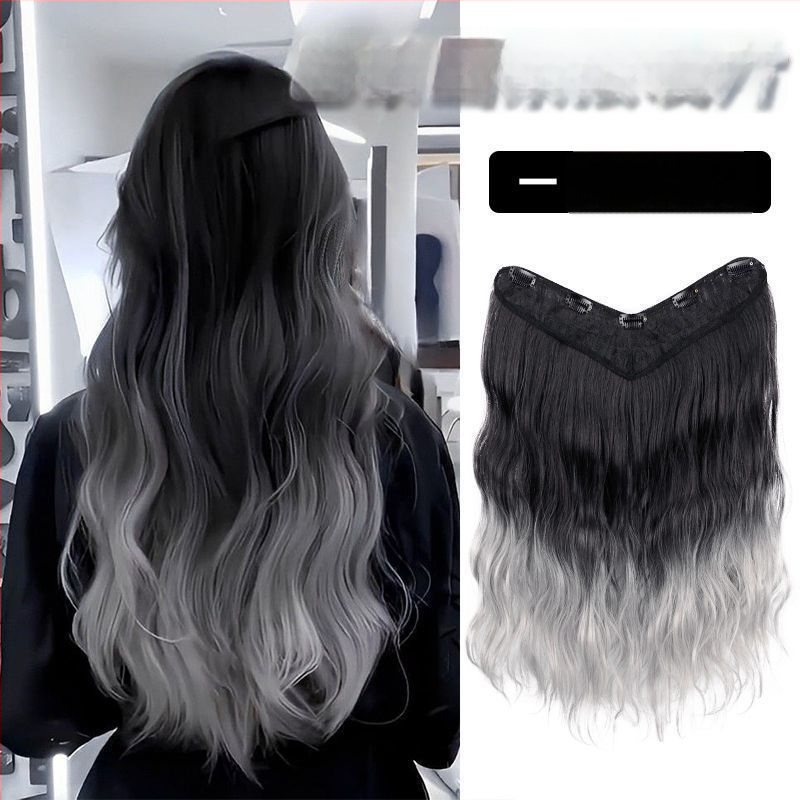 Viensgabala bezšuvju matu papildinājums, ūdens viļņaina stila, augstas temperatūras stieple, tilpuma palielināšana, bangs tips: taisnas vai slīpas