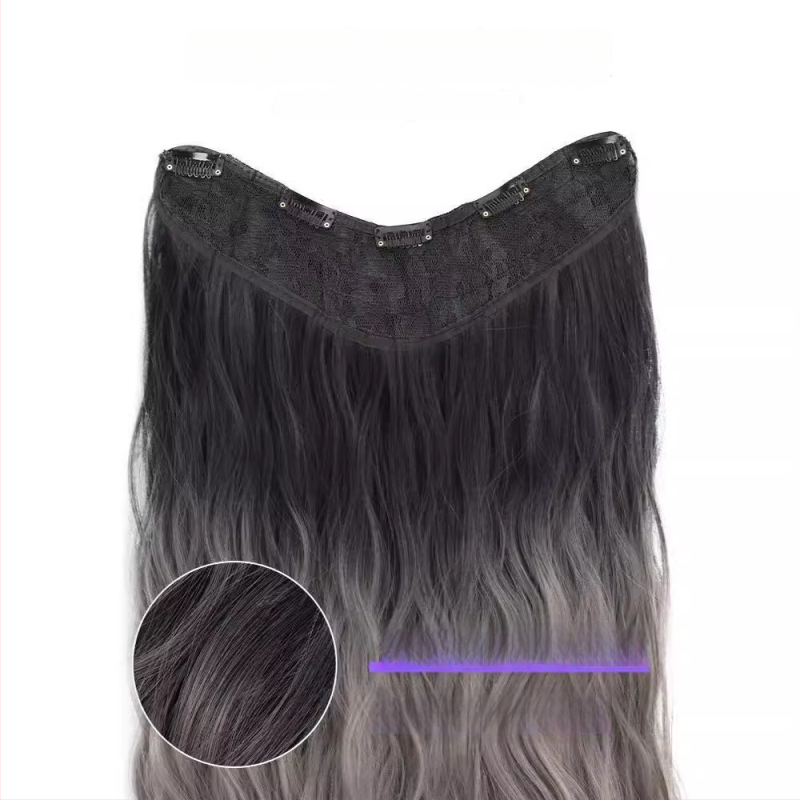 Viensgabala bezšuvju matu papildinājums, ūdens viļņaina stila, augstas temperatūras stieple, tilpuma palielināšana, bangs tips: taisnas vai slīpas