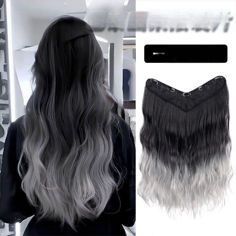 Viensgabala bezšuvju matu papildinājums, ūdens viļņaina stila, augstas temperatūras stieple, tilpuma palielināšana, bangs tips: taisnas vai slīpas