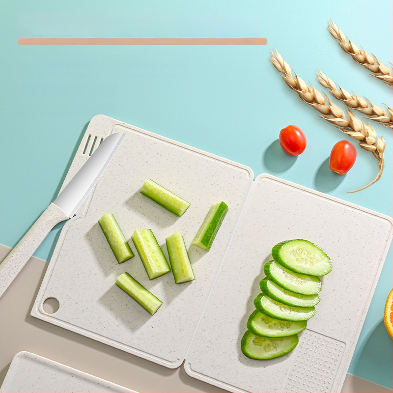 Sada krájacich dosiek z pšeničnej slamy – na domáce použitie, prenosné, skladateľné, protišmykové