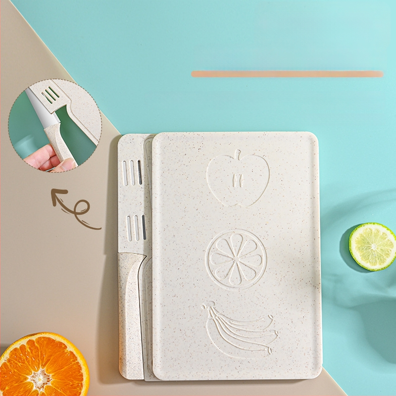 Sada krájacich dosiek z pšeničnej slamy – na domáce použitie, prenosné, skladateľné, protišmykové