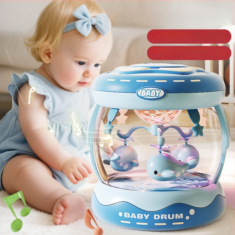 Yimi pöörlev muusikaline käetrumm mänguasi lastele vanuses 4–6 aastat, Bluetooth ja tuli, 3C sertifitseeritud (2023152202045704)