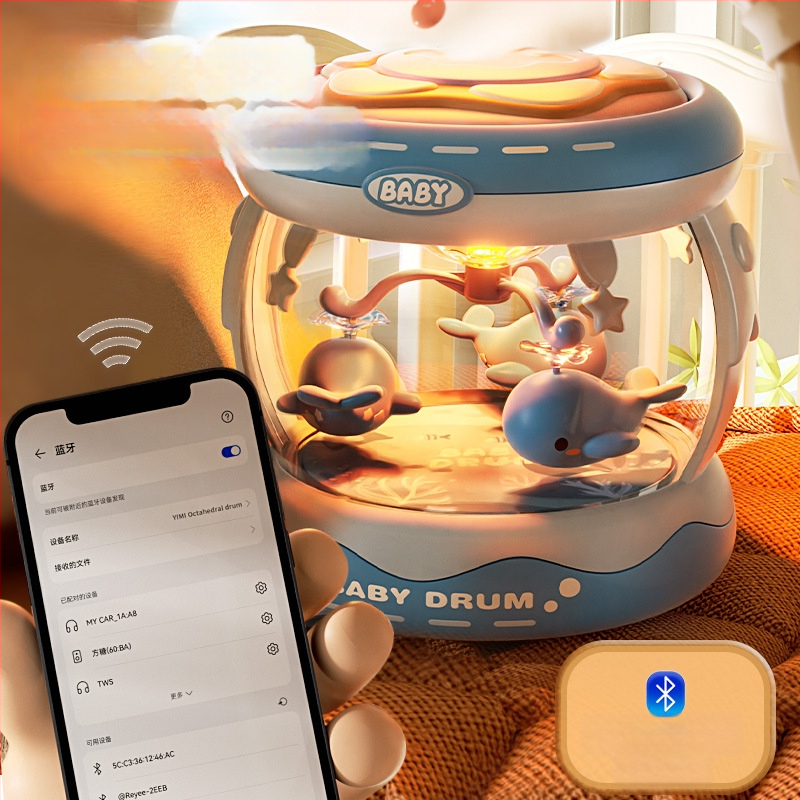 Yimi pöörlev muusikaline käetrumm mänguasi lastele vanuses 4–6 aastat, Bluetooth ja tuli, 3C sertifitseeritud (2023152202045704)