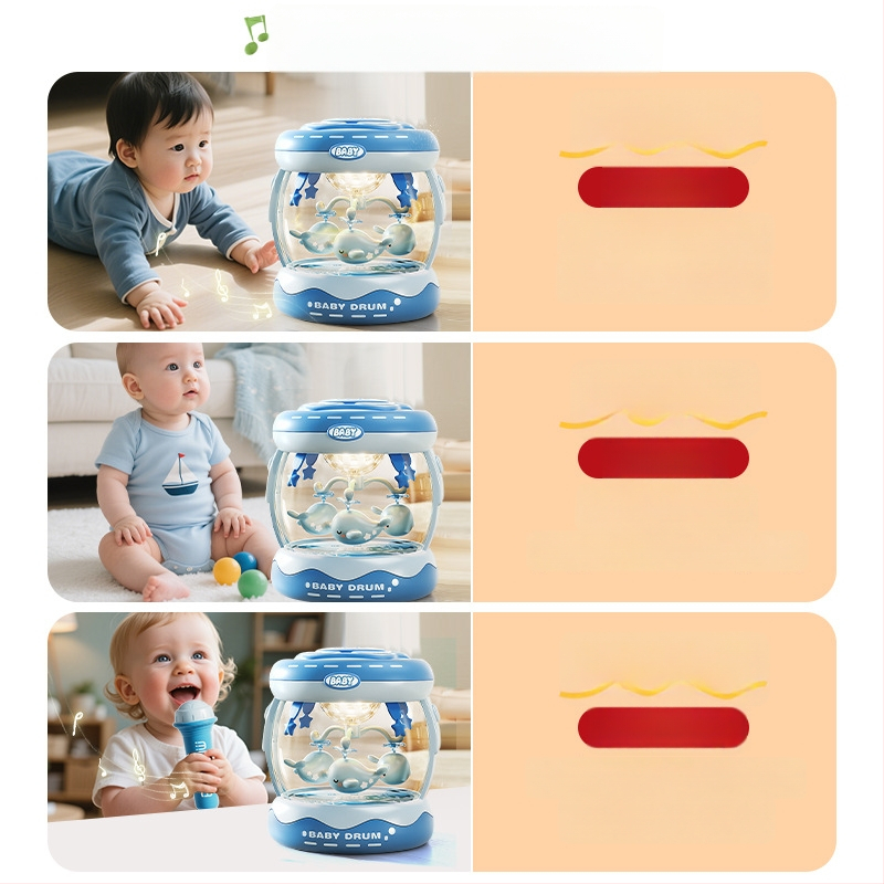 Yimi pöörlev muusikaline käetrumm mänguasi lastele vanuses 4–6 aastat, Bluetooth ja tuli, 3C sertifitseeritud (2023152202045704)