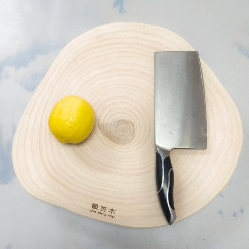 Drevená doska na krájanie z ginkgo dreva, masívna, okrúhla, prírodná, proti plesniam, odolná voči prasklinám, pre domáce a komerčné použitie