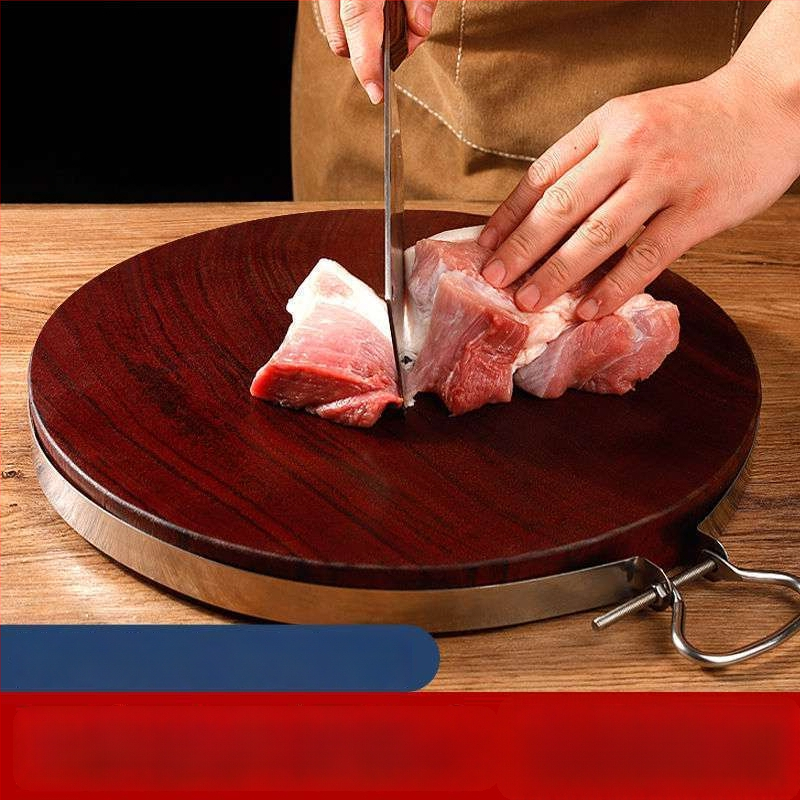 Drevená doska na krájanie z pevného dreva, antibakteriálna, guľatého tvaru, silnej konštrukcie, do kuchyne