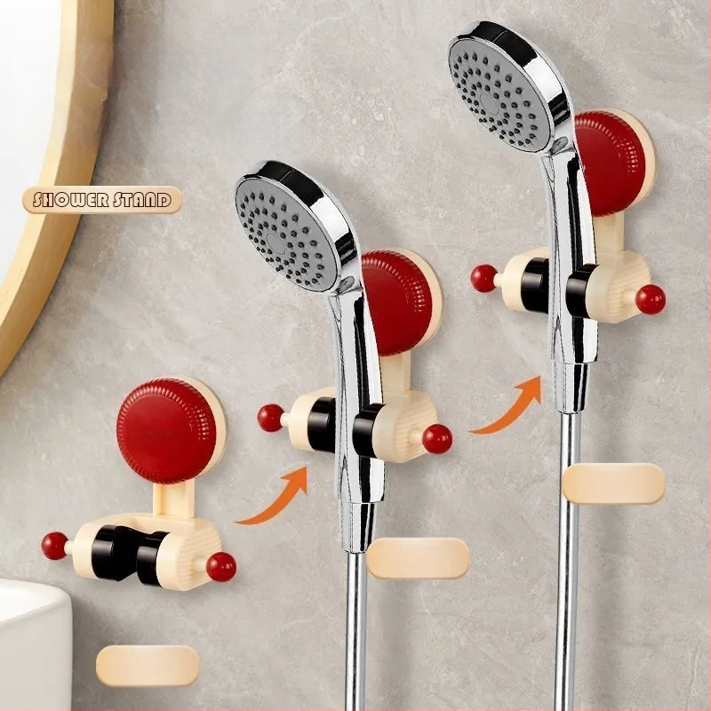 Odnímateľný držiak na sprchu s prísavkou, z plastu, moderný minimalistický štýl, jedno úroveň, pohyblivý, bez vŕtačky (hmotnosť 85 g)