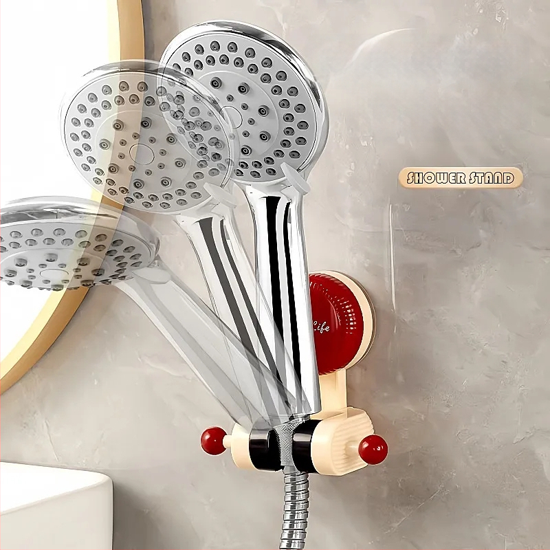 Odnímateľný držiak na sprchu s prísavkou, z plastu, moderný minimalistický štýl, jedno úroveň, pohyblivý, bez vŕtačky (hmotnosť 85 g)