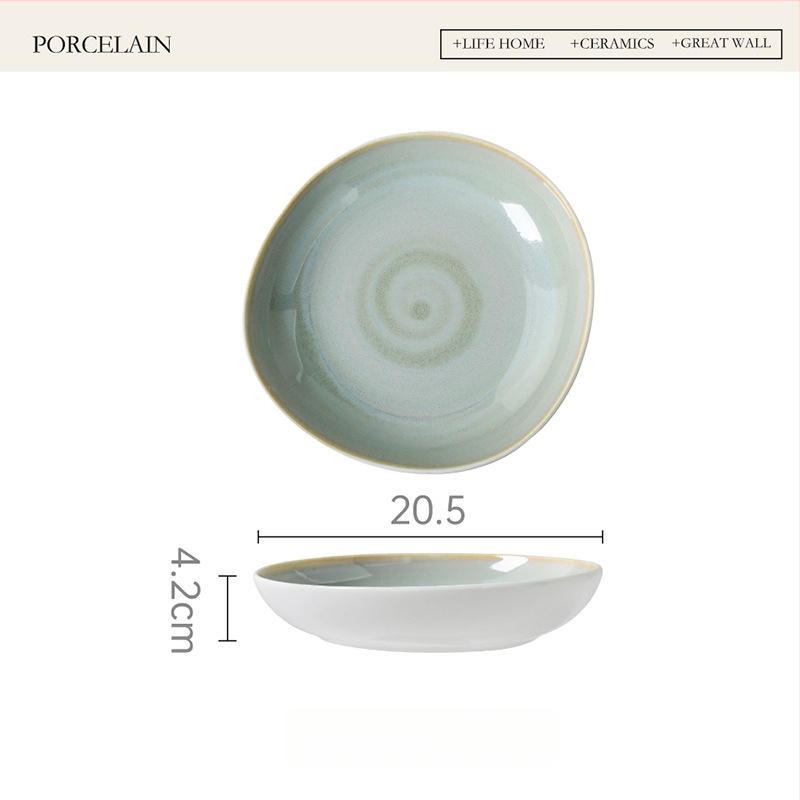 Porcelánová misa, japonského štýlu, nepravidelného tvaru, glazovaná povrchová úprava v peci, vhodná do mikrovlnnej rúry