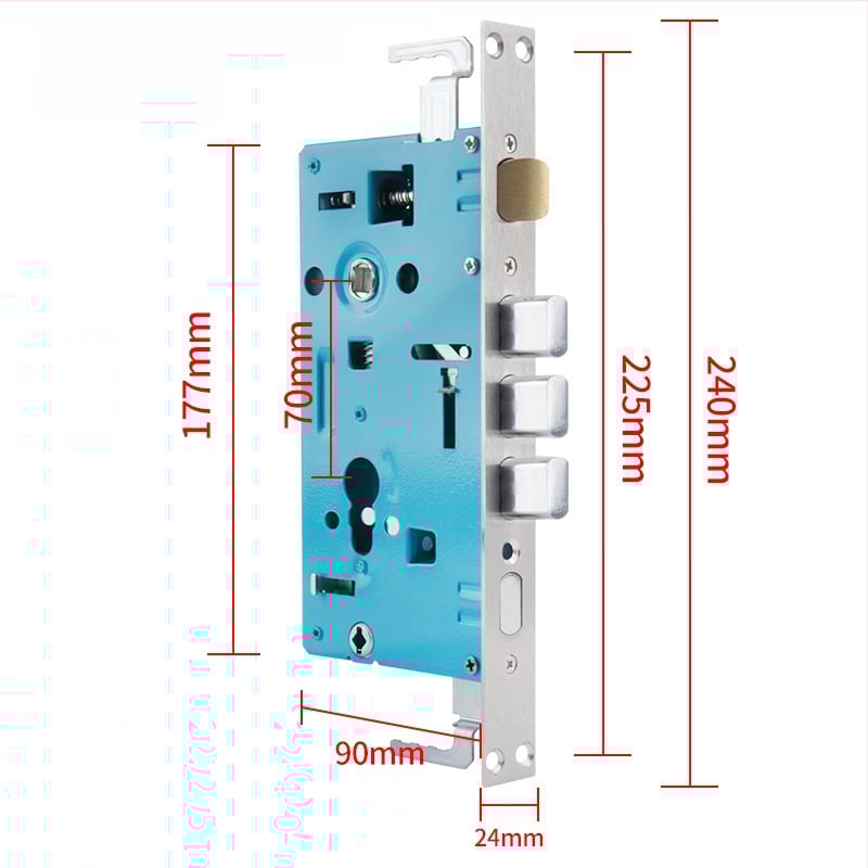 Telo zámku proti krádeži pre vstupné dvere; Model: 24x240 štvorcový / 30x240 guľatý; Materiál: nerezové železo; Hmotnosť: 900 g; Rozsah použitia: vstupné dvere s ochranou proti krádeži