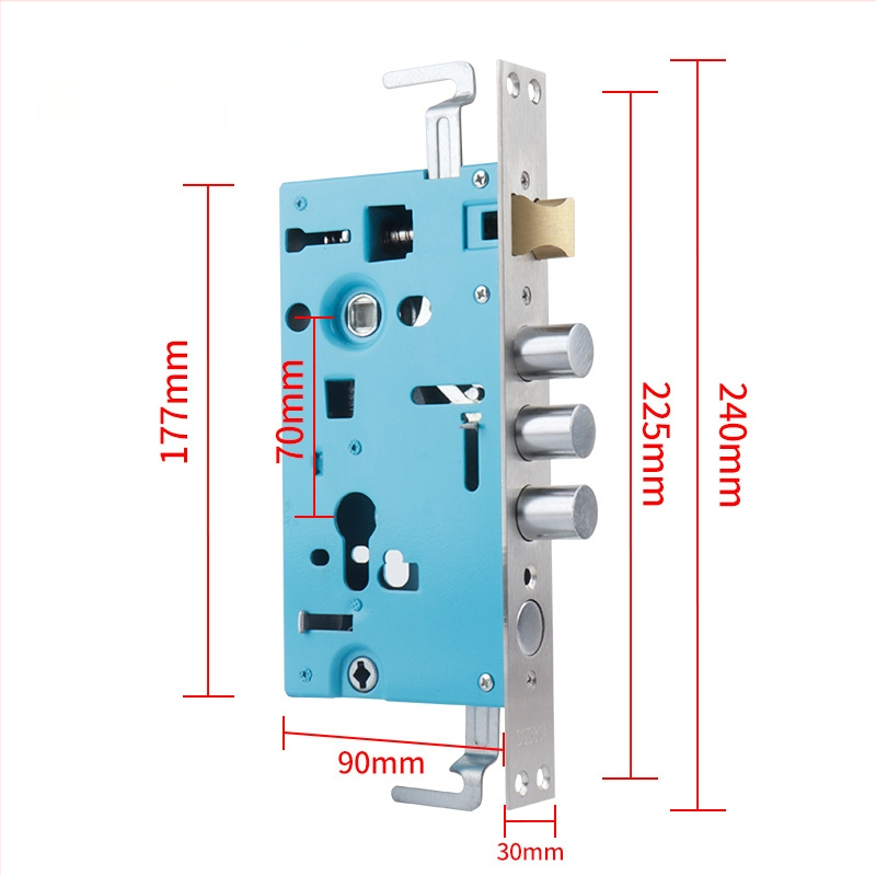 Telo zámku proti krádeži pre vstupné dvere; Model: 24x240 štvorcový / 30x240 guľatý; Materiál: nerezové železo; Hmotnosť: 900 g; Rozsah použitia: vstupné dvere s ochranou proti krádeži