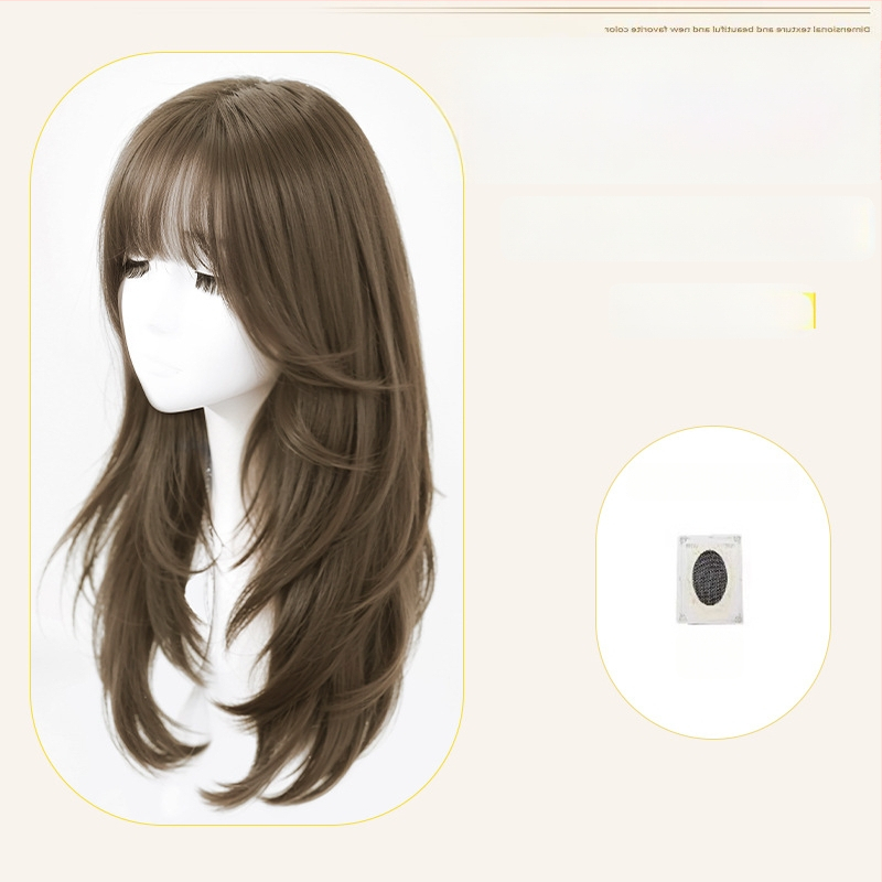 Sieviešu garā taisnu matu parūka — dabisks stils, augstas temperatūras izturīgas šķiedras, mašīniskā ražošana