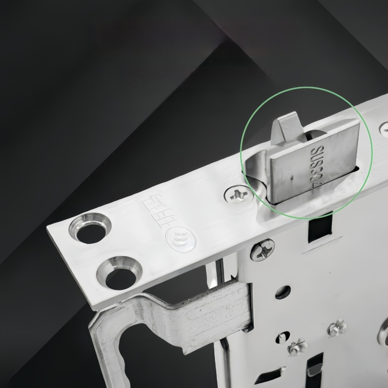 Durų spynos korpusas - nerūdijančio plieno, viso plieno, storintas, universalus, su rankenos užraktu