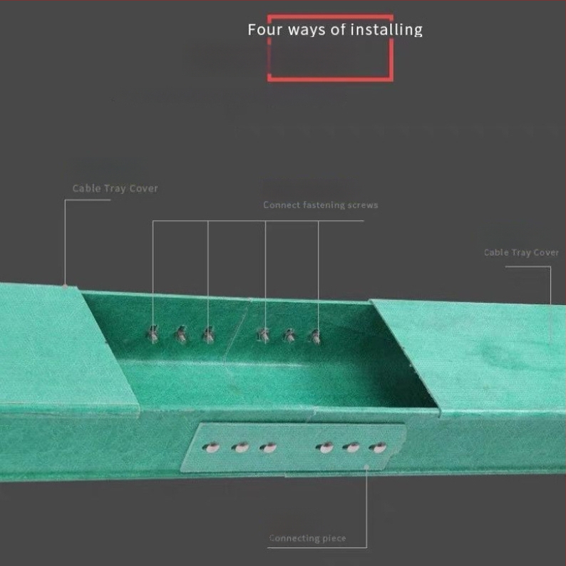 Kabelių kanalas iš stiklo pluošto, laiptinės tipo, ugniai atsparus, didelis spindis, pritaikomas — Fengneng