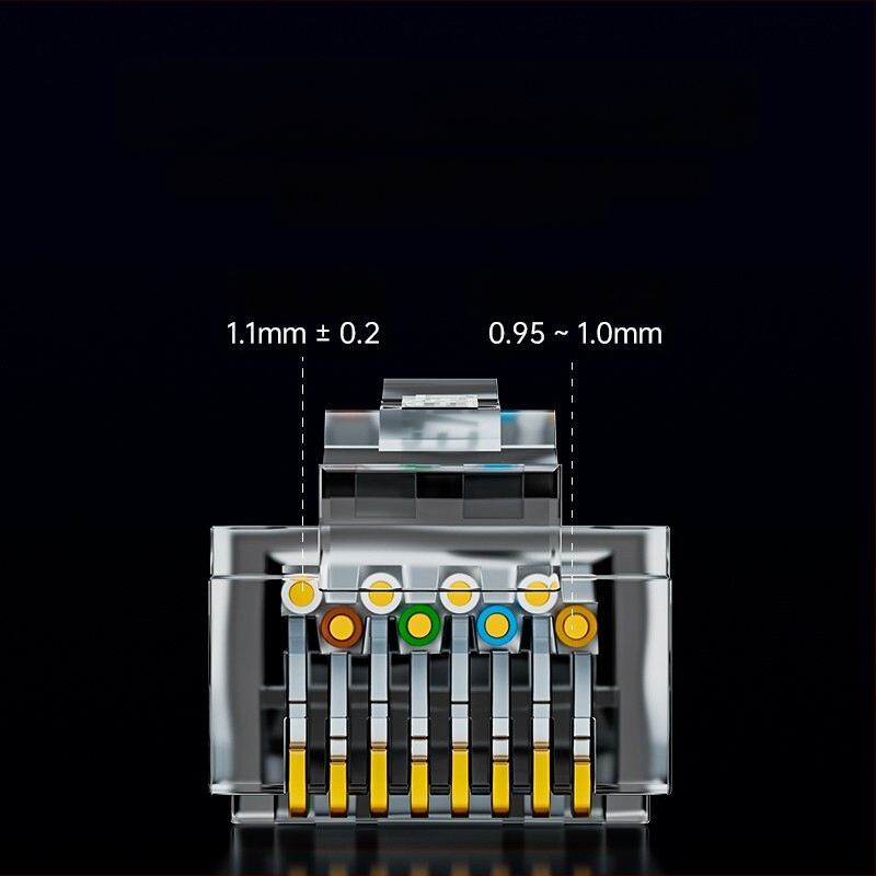 Cat6 Gigabit RJ45 Crystal Head jungtis - 100 vnt./dėžutė - neekranuota 8P8C