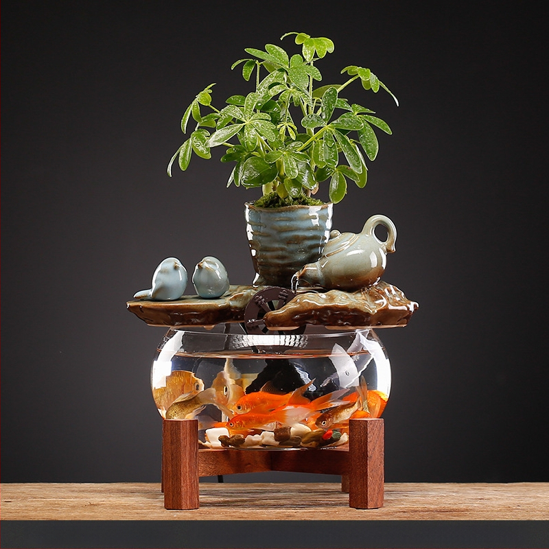 Keramikinis stalinis vandens dekoras, naujojo kinų stiliaus, rankų dažytas, glazūruotas paviršius, su vandens cirkuliacija (keramika; rankų dažymas; glazūruotas paviršius; naujojo kinų stilius; vandens cirkuliacija)