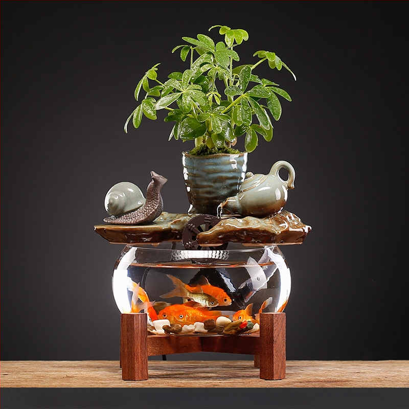 Keramikinis stalinis vandens dekoras, naujojo kinų stiliaus, rankų dažytas, glazūruotas paviršius, su vandens cirkuliacija (keramika; rankų dažymas; glazūruotas paviršius; naujojo kinų stilius; vandens cirkuliacija)