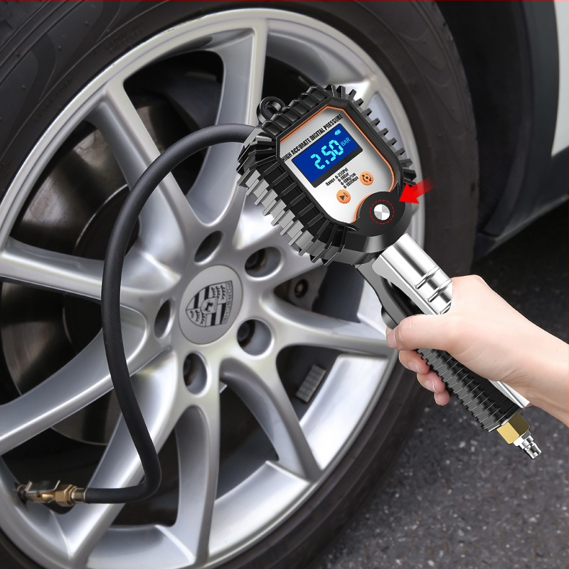 Elektroniska riepu spiediena mērīšanas ierīce ar digitālu displeju, uzpūšamā galviņa, atbrīvošanas vārsts, augsta precizitāte, portatīvs, modelis YJ-XA001