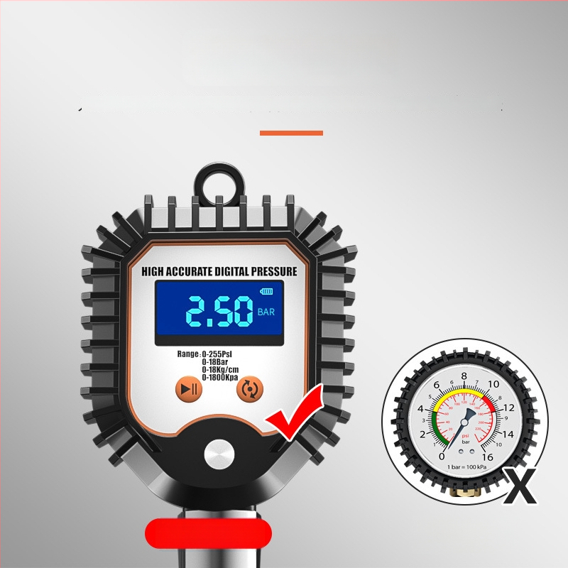 Elektroniska riepu spiediena mērīšanas ierīce ar digitālu displeju, uzpūšamā galviņa, atbrīvošanas vārsts, augsta precizitāte, portatīvs, modelis YJ-XA001