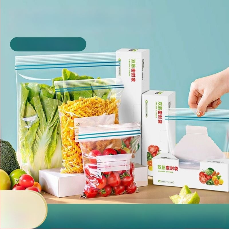 Aishangla šviežumo laikymo užsandarinti maišeliai šaldytuvui, plastikiniai, 100 vienetų, užsandaromi, atsparūs temperatūrai -60°C–100°C