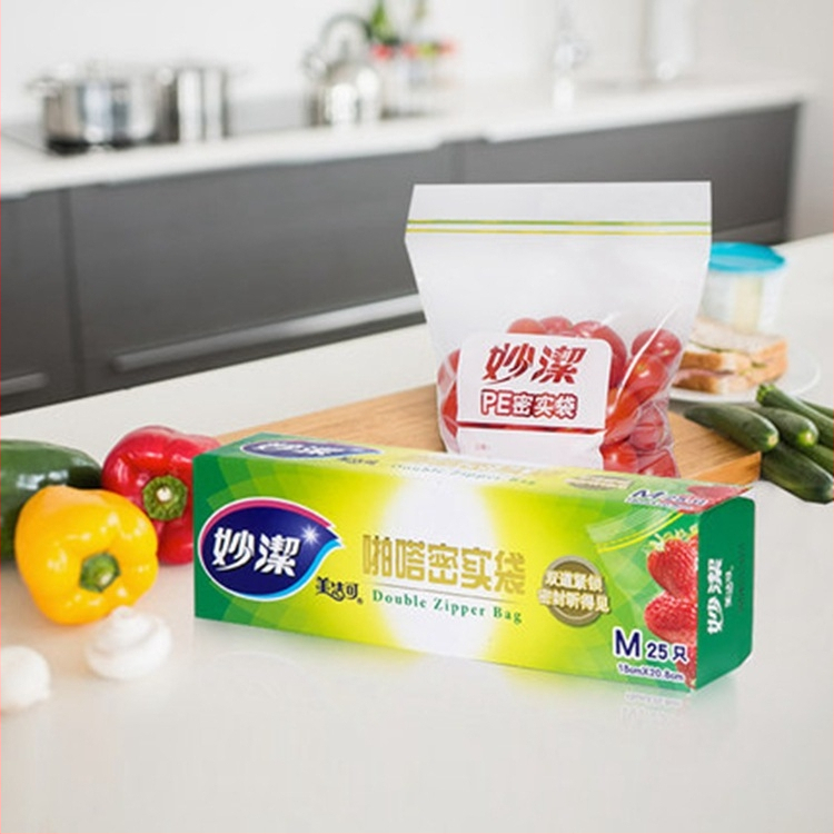 Miaojie PE automatiškai užtraukiami šaldytuvo saugojimo maišeliai – mėsai, vaisiams ir užkandžiams, saugios mikrobangų krosnelėje